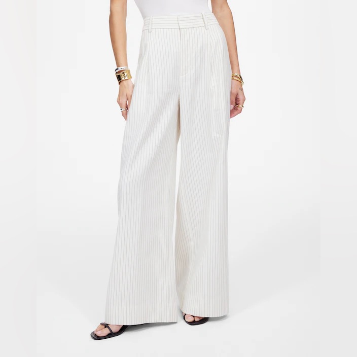 Nwt Madewell Superwide-Leg Trouser In Pinstripe Linen Blend (14 Tall)